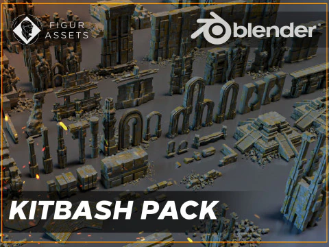 Ancient Temple Ruins of the temple Kitbash Asset Pack 3D Model