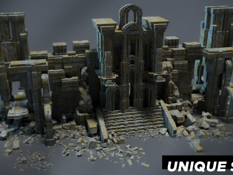 Ancient Temple Ruins of the temple Kitbash Asset Pack Model 3D