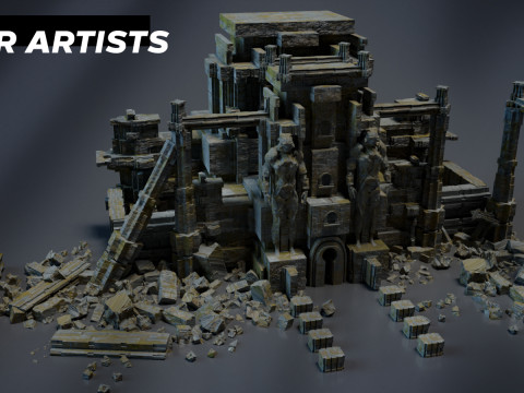 Ancient Temple Ruins of the temple Kitbash Asset Pack Model 3D