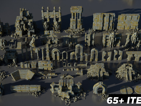 Ancient Temple Ruins of the temple Kitbash Asset Pack Model 3D