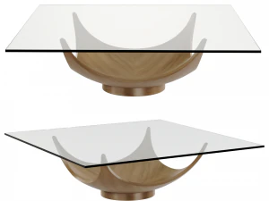 Noleta Coffee Table Walnut V07 base With Tempered Glass top 3D Model