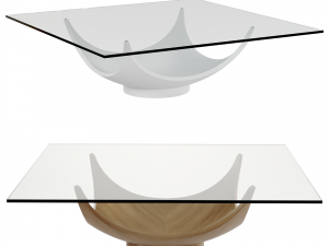 Noleta Coffee Table Walnut V07 base With Tempered Glass top 3D Модель
