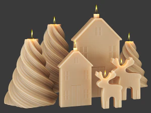 Set of candles 3D Model