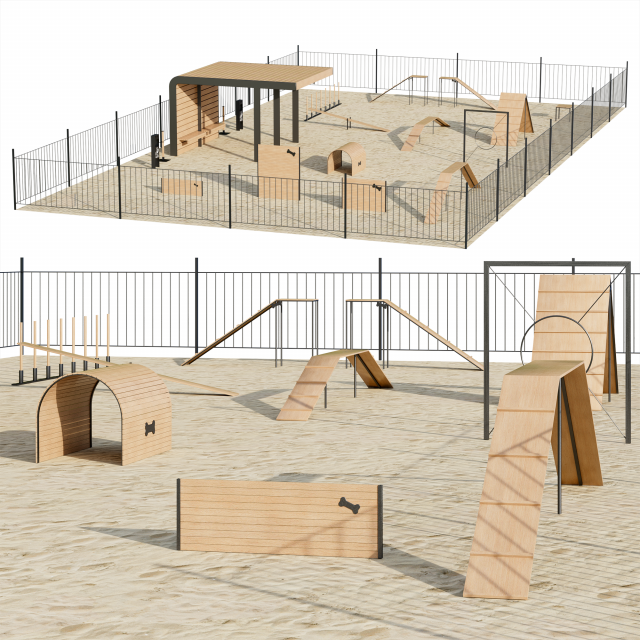 Dog walking area - Dog park Model 3D .c4d .max .obj .3ds .fbx .stl .blend 