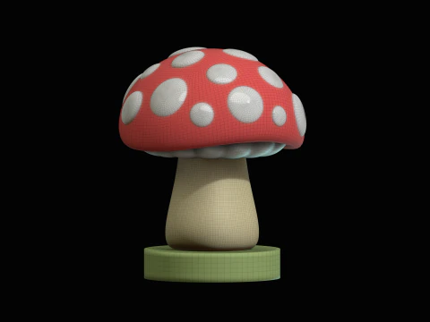 Mushroom Amanita Fantasy Cartoon Kawaii 3D Model