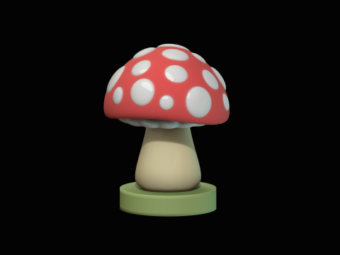 Mushroom Amanita Fantasy Cartoon Kawaii 3D Модель