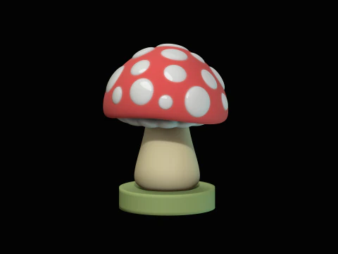 Mushroom Amanita Fantasy Cartoon Kawaii 3D Model