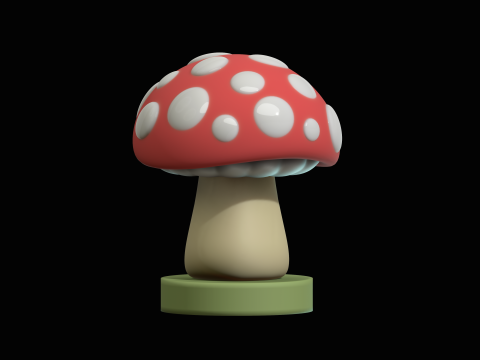 Mushroom Amanita Fantasy Cartoon Kawaii 3D Model