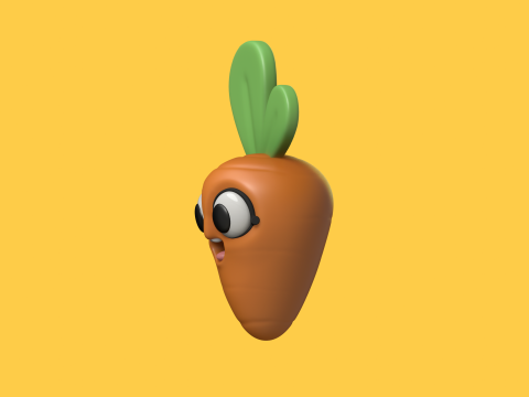 Baby Carrot Cartoon Kawaii Character 3D 모델
