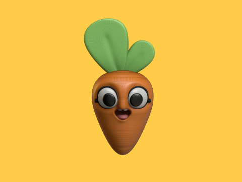 Baby Carrot Cartoon Kawaii Character 3D 모델