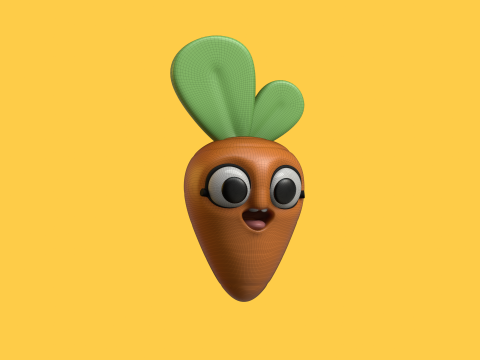 Baby Carrot Cartoon Kawaii Character 3D 모델