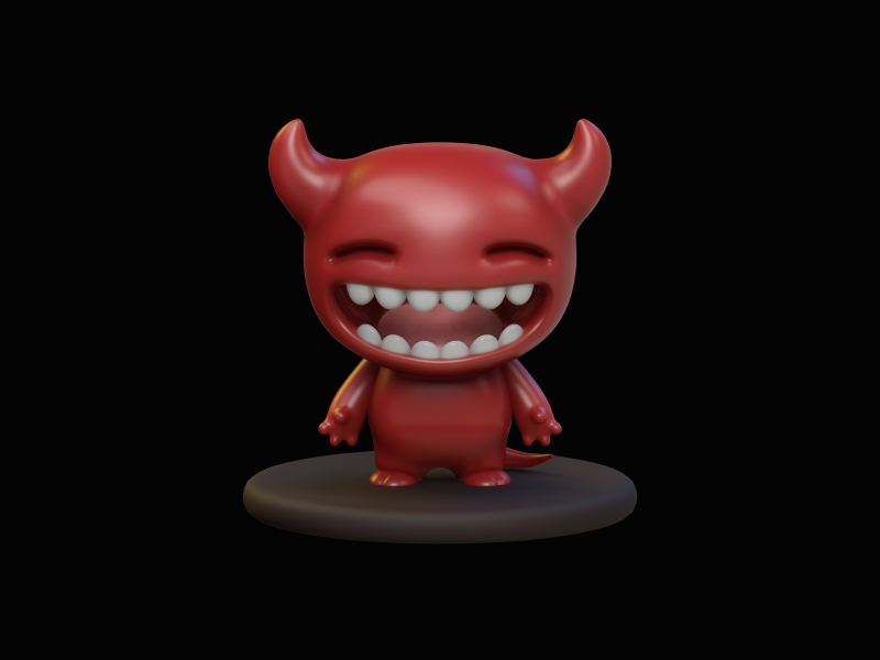 Little Devil Cartoon Kawaii Character 3D Model .c4d .max .obj .3ds .fbx .stl .blend 