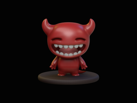 Little Devil Cartoon Kawaii Character 3D Model