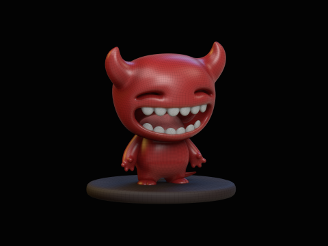Little Devil Cartoon Kawaii Character 3D Model