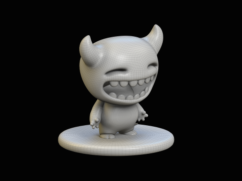 Little Devil Cartoon Kawaii Character 3D Model