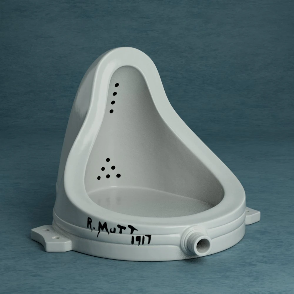 RMutt 1917 Fountain di Marcel Duchamp 3D Print Model .c4d .max .obj .3ds .fbx .stl .blend 