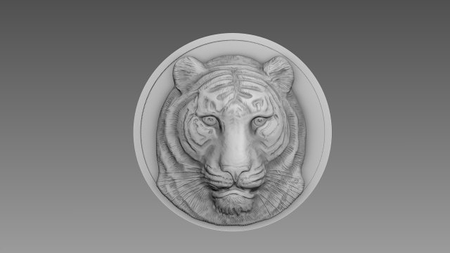 Tiger Bas-Relief Model 3D .c4d .max .obj .3ds .fbx .stl .blend 