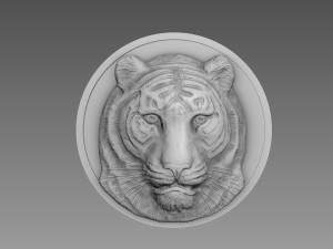 Tiger Bas-Relief 3D Model