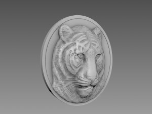 Tiger Bas-Relief Model 3D