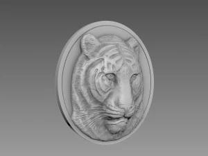 Tiger Bas-Relief 3D Model