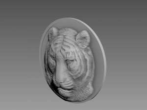 Tiger Bas-Relief Model 3D