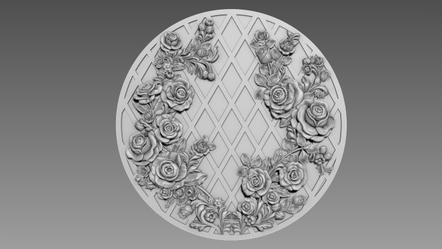 Roses Bas-relief 3D 模型 .c4d .max .obj .3ds .fbx .stl .blend