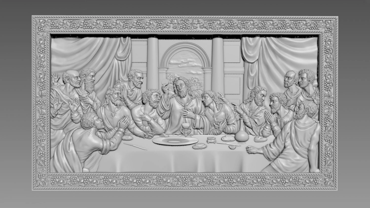 The Last Supper bas-relief 3D Model .c4d .max .obj .3ds .fbx .stl .blend 