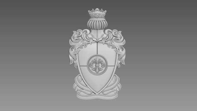 Coat of Arms Bas-relief 3D Model .c4d .max .obj .3ds .fbx .stl .blend 