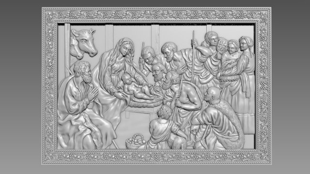 Jesus Birth Bas-Relief 3D Model .c4d .max .obj .3ds .fbx .stl .blend 