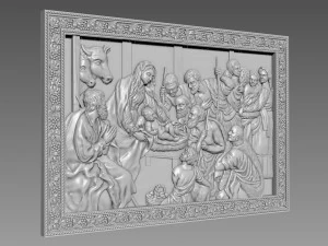 Jesus Birth Bas-Relief 3D Model