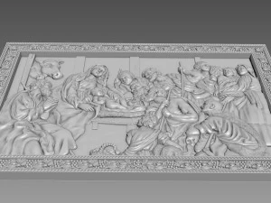 Jesus Birth Bas-Relief 3D Model