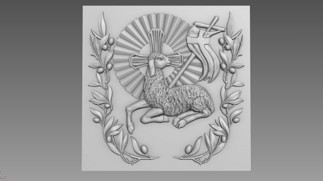 Lamb Bas-relief 3D-Modell .c4d .max .obj .3ds .fbx .stl .blend 