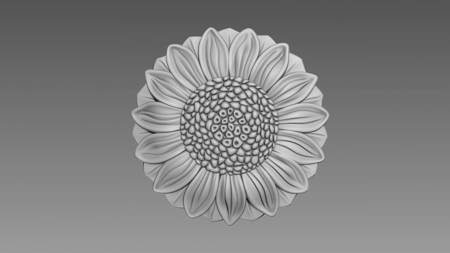 Sunflower Bas-relief 3D Model .c4d .max .obj .3ds .fbx .stl .blend 