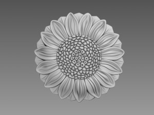 Sunflower Bas-relief Model 3D