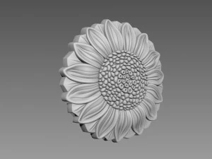 Sunflower Bas-relief 3D Model
