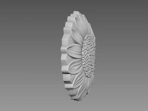 Sunflower Bas-relief 3D Model