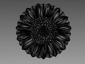 Sunflower Bas-relief 3D Model