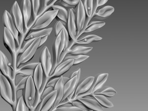 Olive Branches Bas-Relief Model 3D