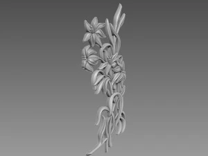 Lily Flowers Bas-Relief 3D Model