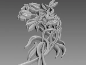 Lily Flowers Bas-Relief 3D Model