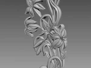 Lily Flowers Bas-Relief 3D Model