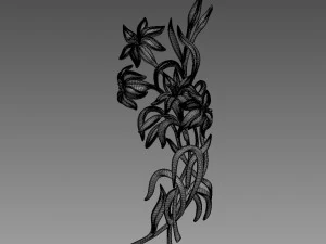 Lily Flowers Bas-Relief 3D Model