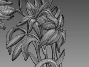 Lily Flowers Bas-Relief 3D Model