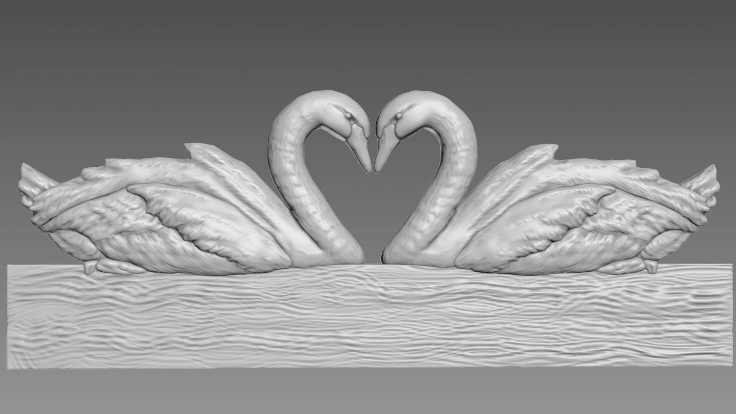 Swans Bas-relief 3D Model .c4d .max .obj .3ds .fbx .stl .blend 