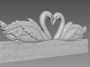 Swans Bas-relief 3D Model