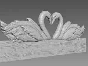 Swans Bas-relief 3D Model