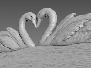Swans Bas-relief 3D Model