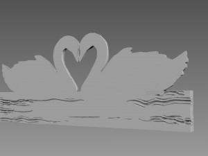 Swans Bas-relief 3D Model