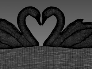 Swans Bas-relief 3D Model