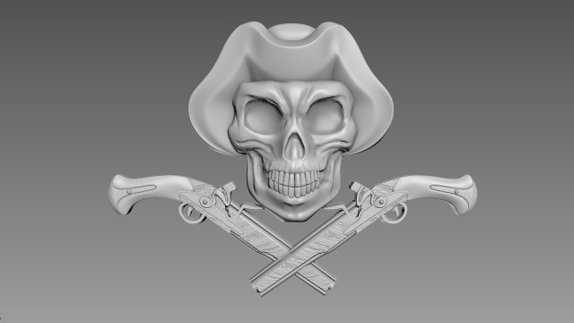 Scull Bas-Relief Modello 3D .c4d .max .obj .3ds .fbx .stl .blend